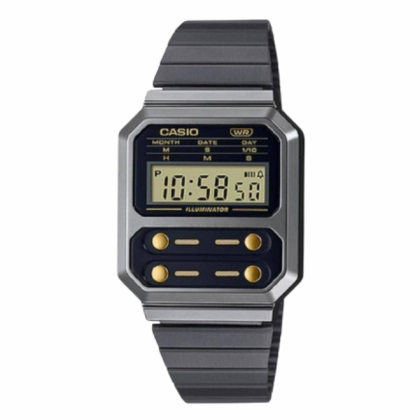 Casio Vintage A100WEGG-1A2 (Dark Grey Stainless Steel Band Youth Watch)